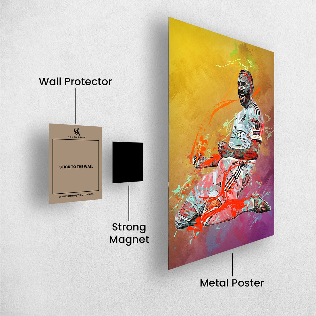 Karim Benzema – The Slide of Glory | Celebration Splash Art Poster - Poster by Aarohi PixelPrint