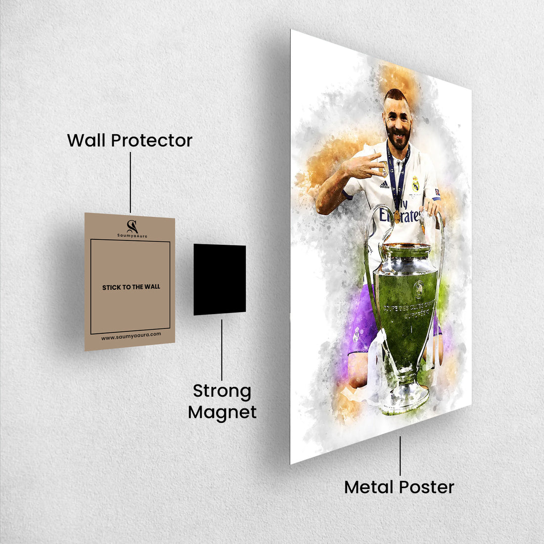 Karim Benzema – The Champion’s Mark | UCL Glory Poster - Poster by Aarohi PixelPrint