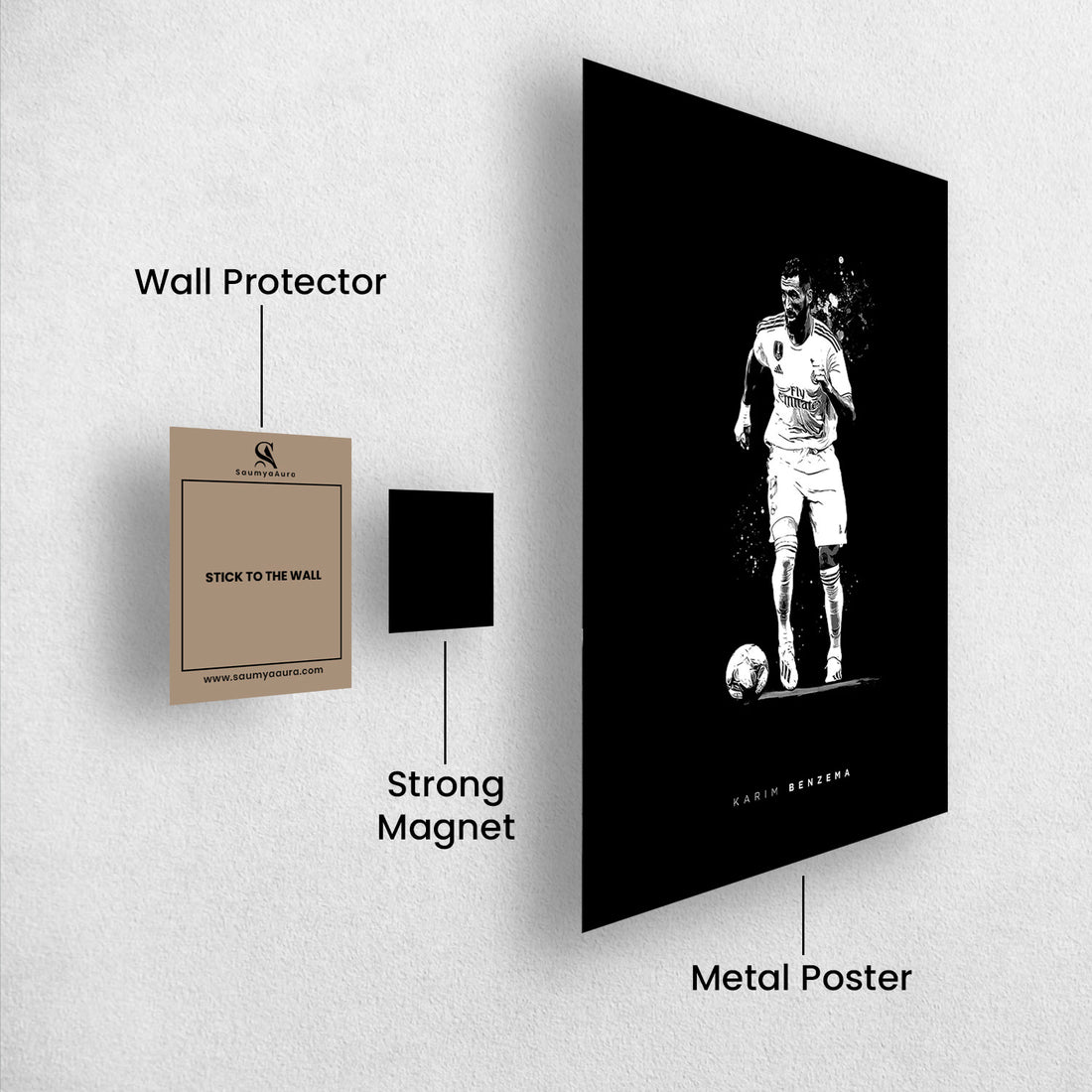 Karim Benzema – Monochrome Maestro | Black & White Motion Poster - Poster by Aarohi PixelPrint