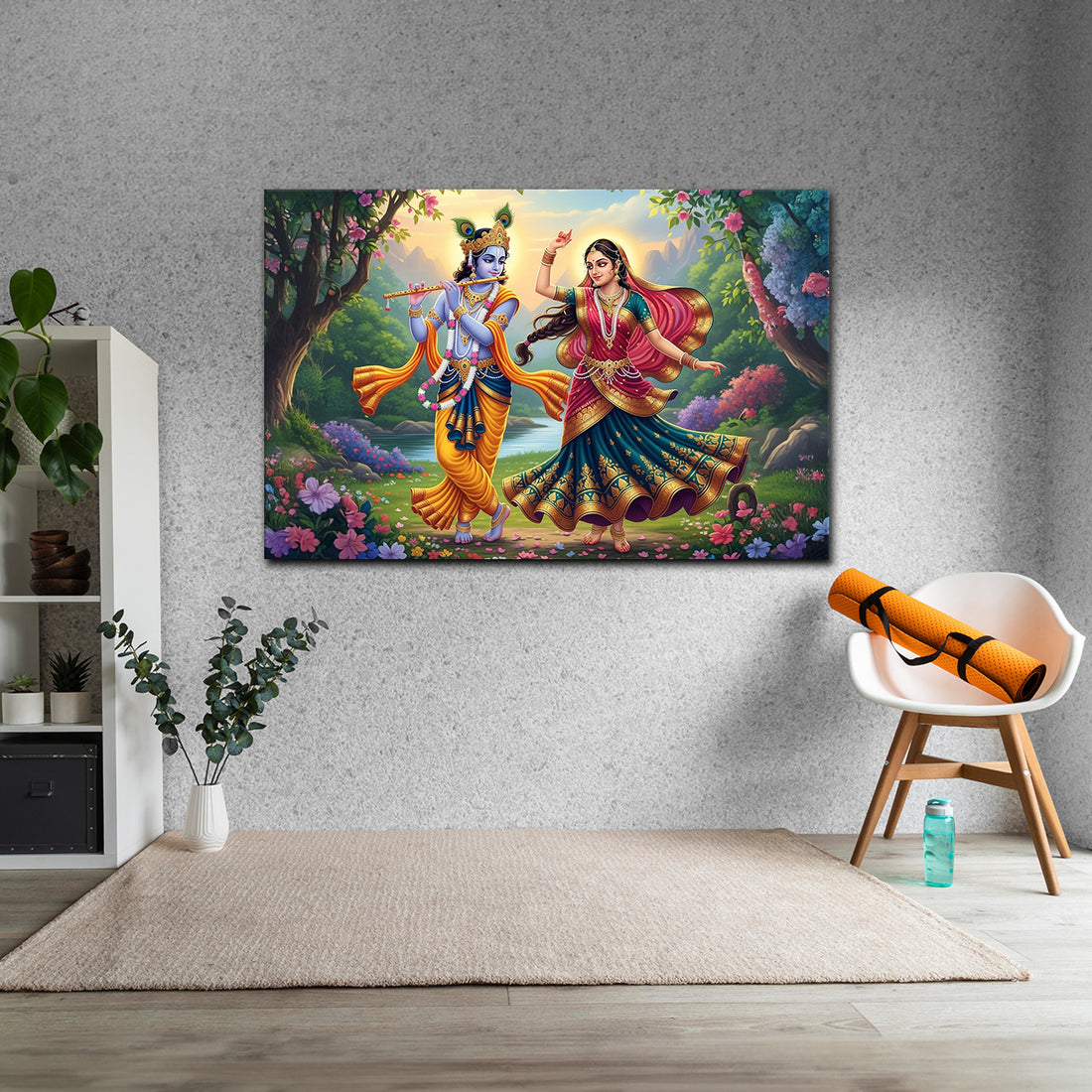 Radha Krishna Dancing Canvas Painting – The Eternal Raas of Love and Devotion