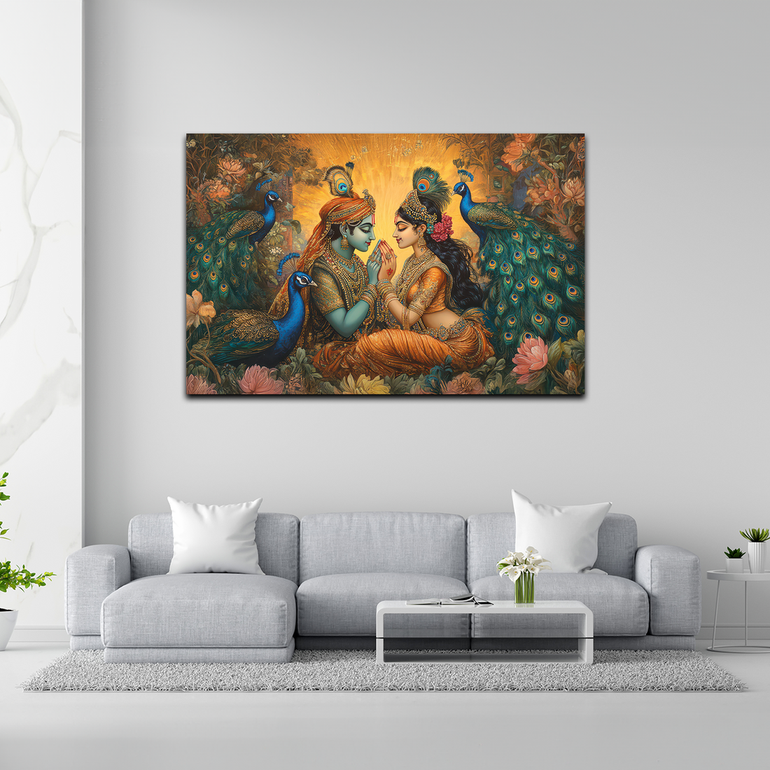 Radha Krishna Promising Canvas Painting – Where Love Meets Eternity