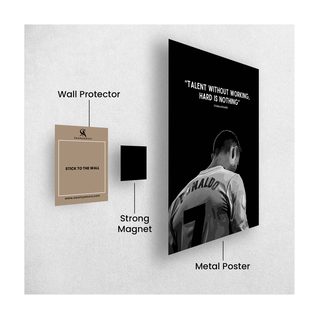 Cristiano Ronaldo “Working Hard” Motivational Poster - Poster by Aarohi PixelPrint
