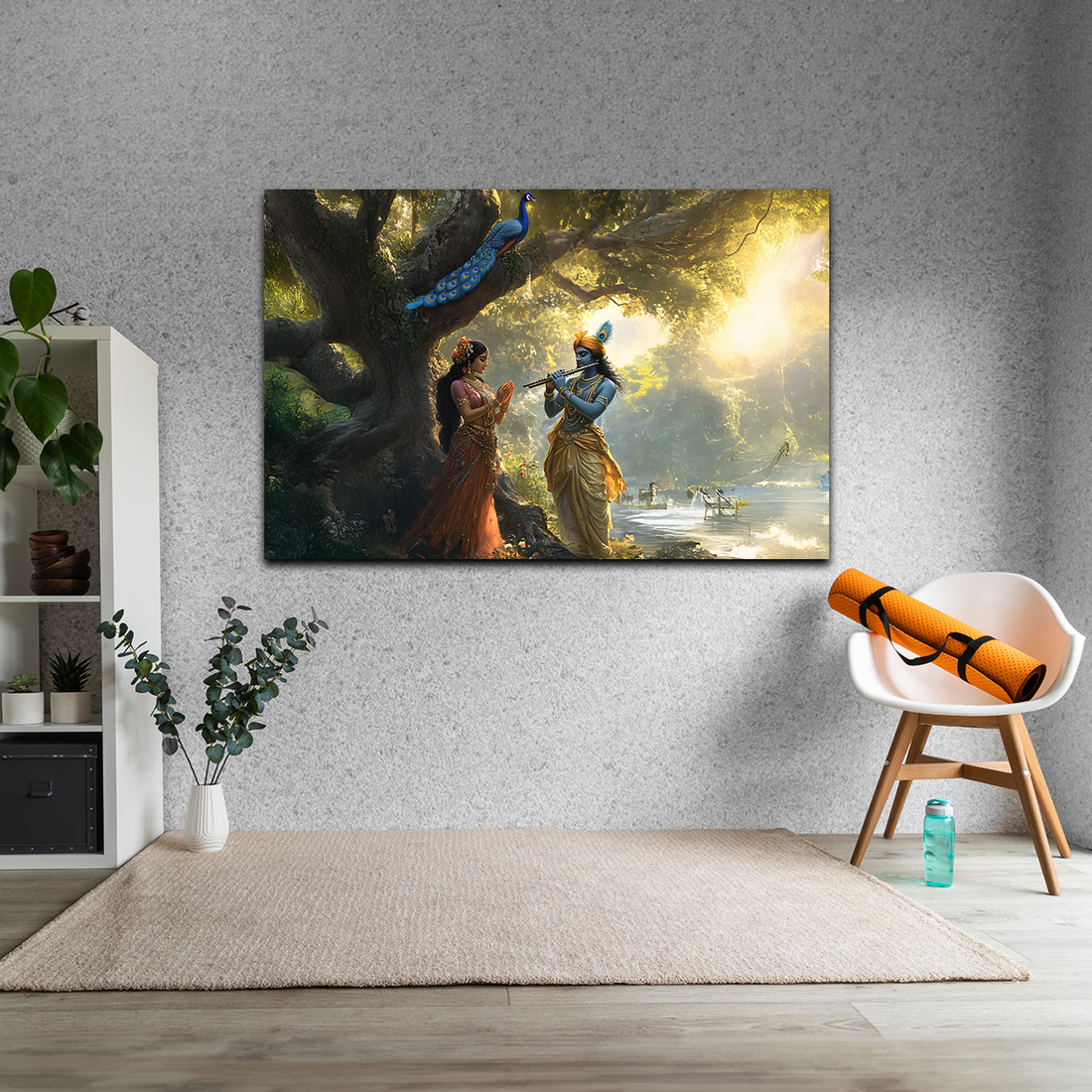 Krishna Divine Melody of Vrindavan | Radha Krishna Canvas Painting