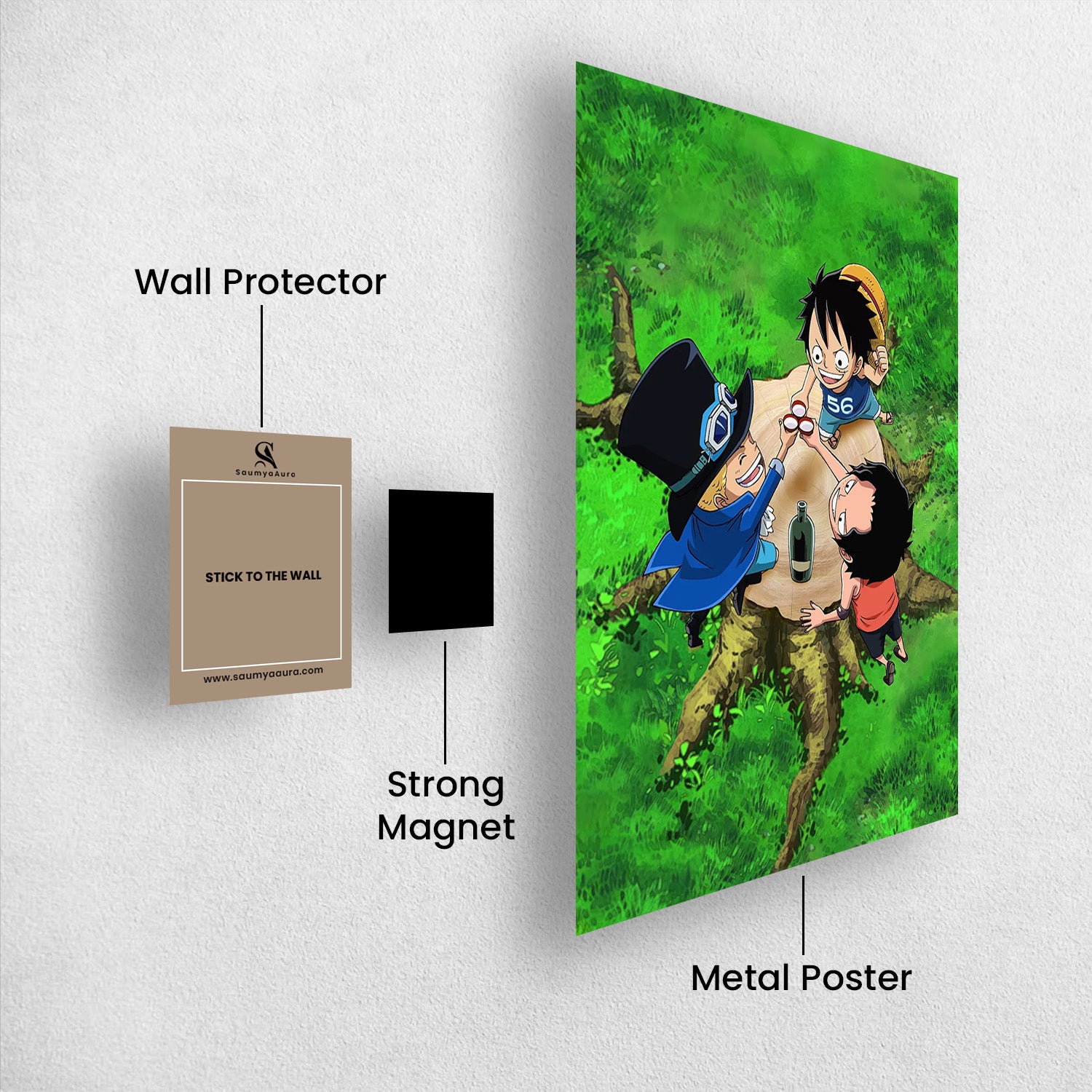 Luffy_ Sabo and Ace toast - One Piece Metal Poster Media 2