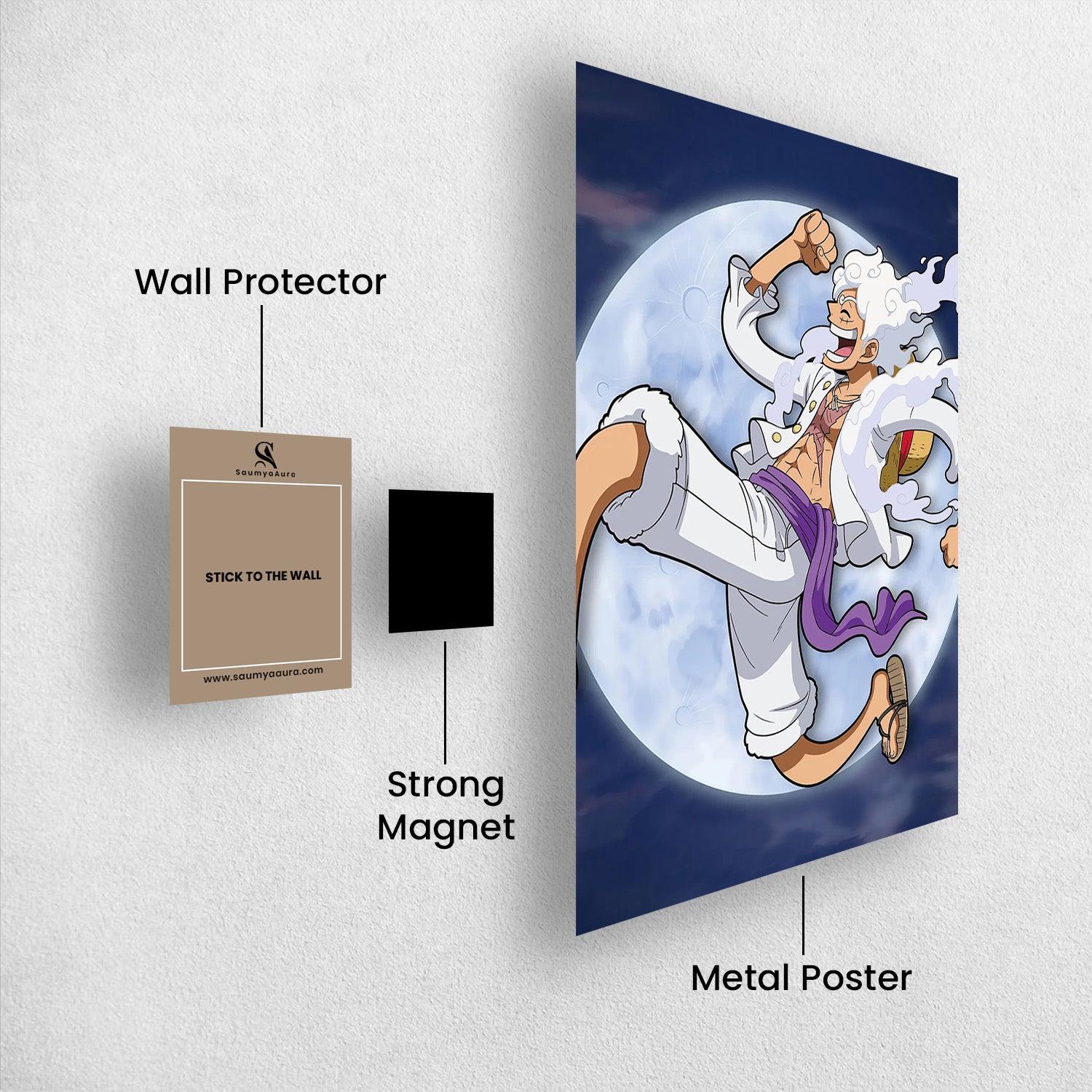 Gear 5 Moon Luffy One Piece Metal Poster - Anime Wall Art