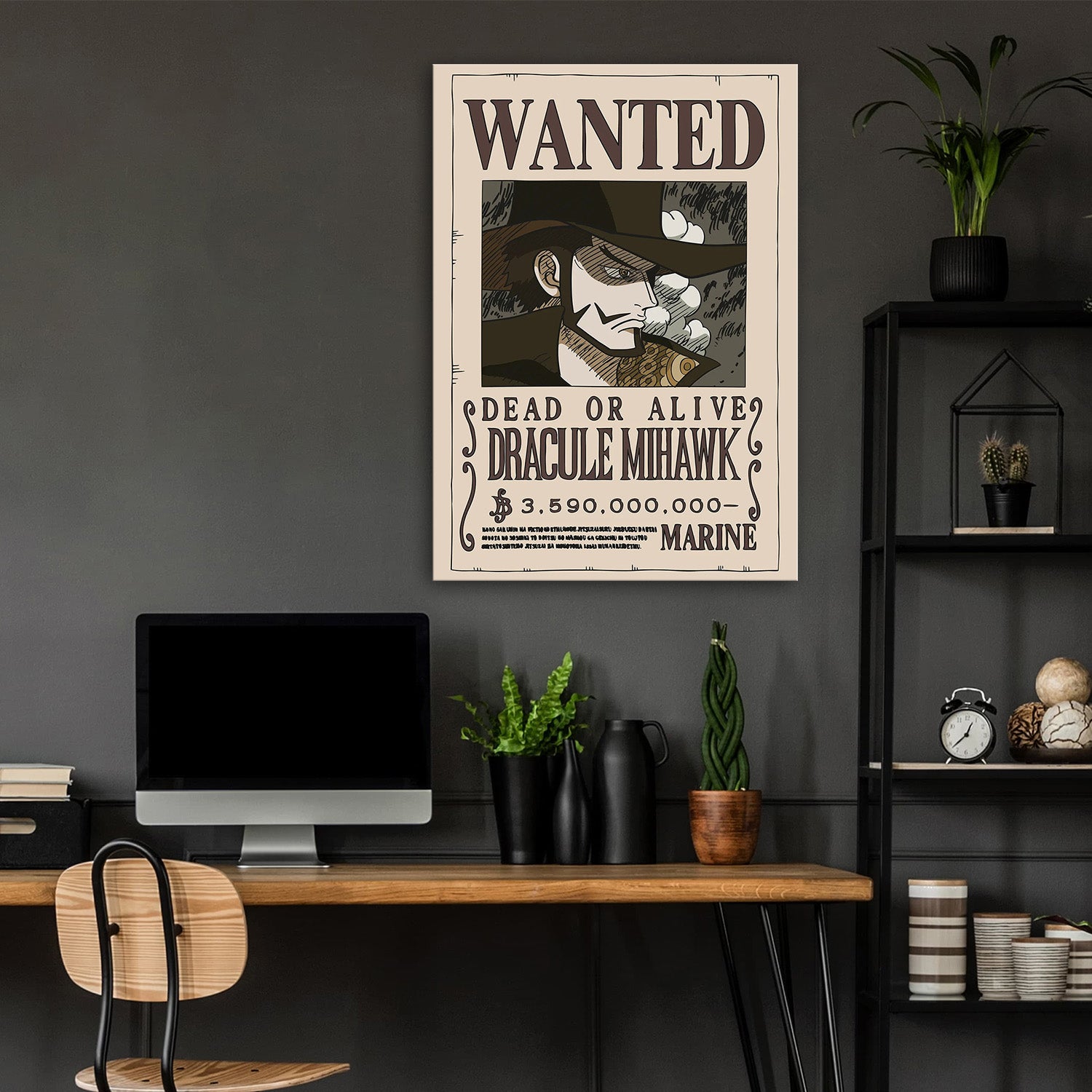 Dracule Mihawk Wanted One Piece Metal Poster - Anime Wall