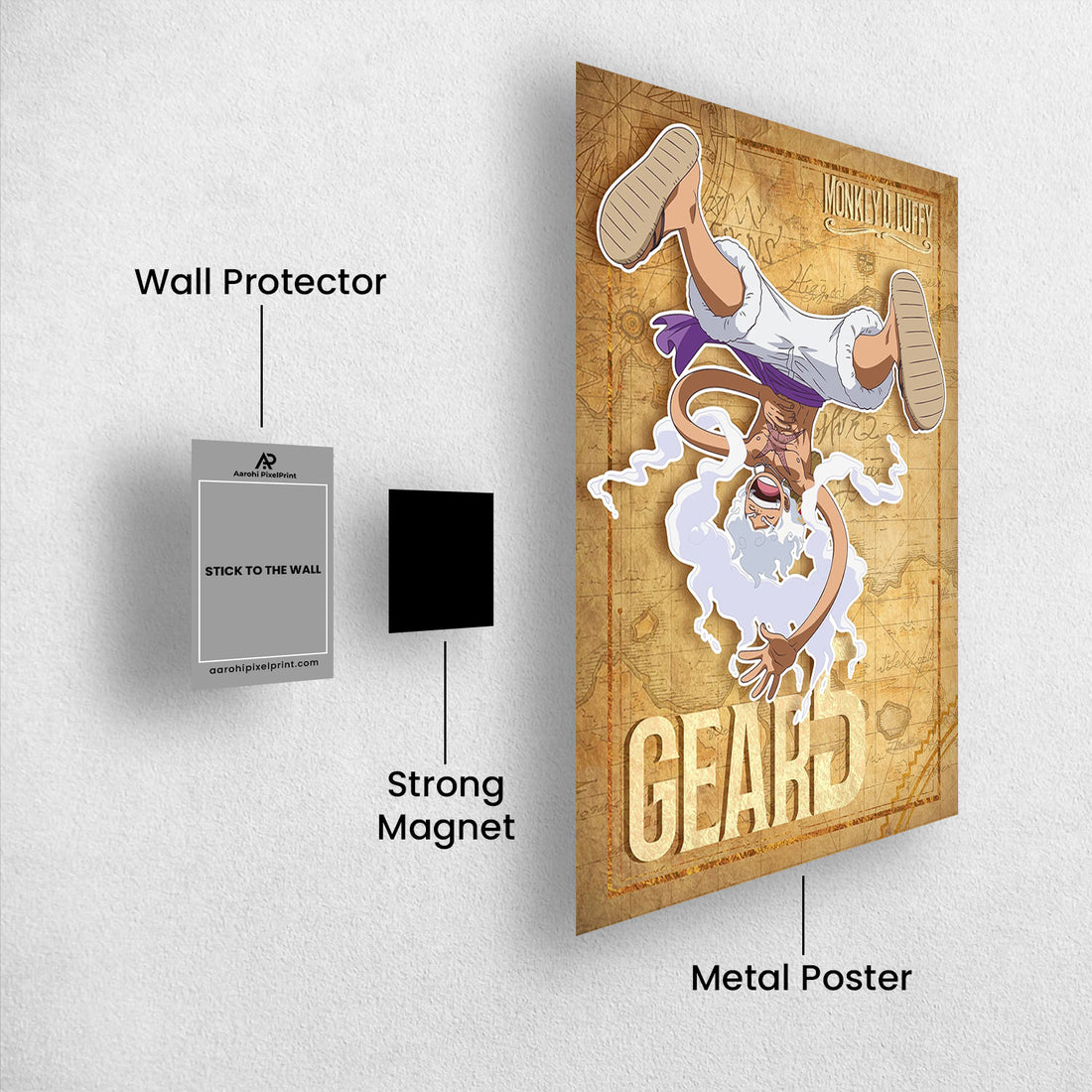 Gear 5 Luffy_ Upside down_ - One Piece Metal Poster Media 1