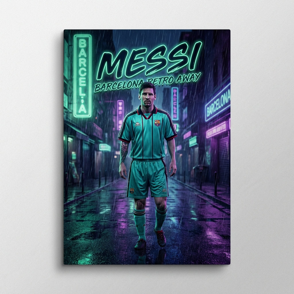 Messi Neon Noir Poster - Mint Green & Black Edition