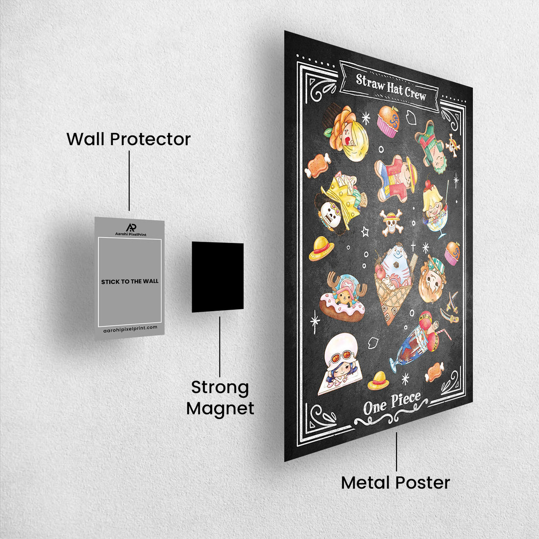 One Piece Straw Hat Crew Sweets Chalkboard - One Piece Metal Poster Media 1