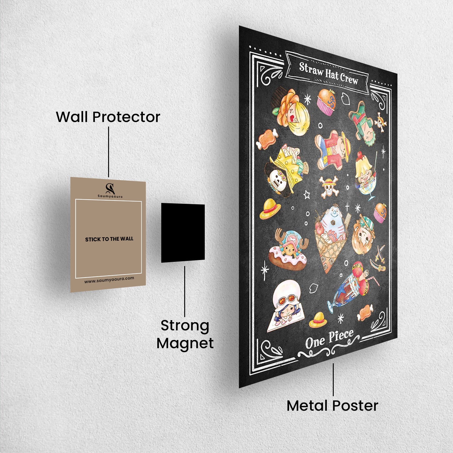 One Piece Straw Hat Crew Sweets Chalkboard - One Piece Metal Poster Media 2