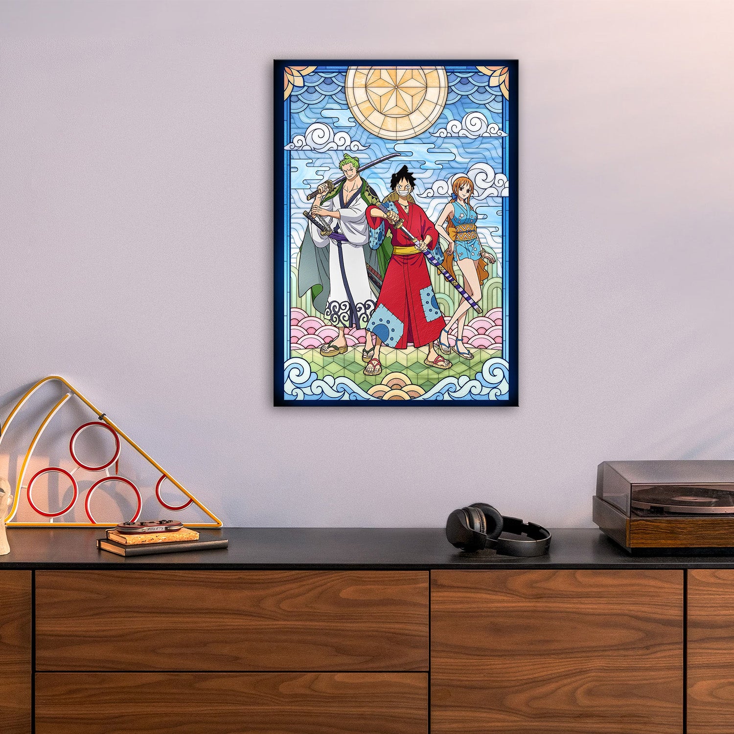 One Piece Wano Stained Glass Art - One Piece Metal Poster Media 5