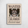 Gold D. Roger Wanted - One Piece Metal Poster Media 1